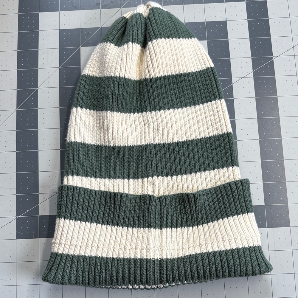 Free People Striped Green and Cream Beanie hat - Picture 5 of 5